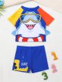 Baby Boys' Contrast Color Shark Printed Swimwear Set