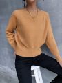 SHEIN Frenchy Casual Round Neck Solid Color Drop Shoulder Sleeve Sweater