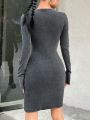 SHEIN Coolane Zipper Design Bodycon Dress