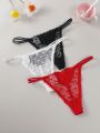 3pcs/Set Women'S Heart Shaped Lace Thongs