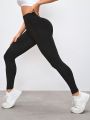 SHEIN Yoga Basic High Waist Compression Workout Leggings For Abdominal Control And Butt Lifting