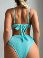 SHEIN Swim Vcay Solid Color Textured Swimsuit Set