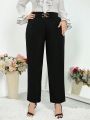 SHEIN Privé Women's Plus Size Elegant Long Pants With Pockets