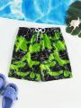 Teenage Boys' Lightning Printed Swimming Trunks