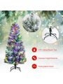 Costway 5FT Pre-Lit Hinged Christmas Tree Snow Flocked w/9 Modes Remote Control Lights