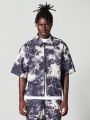 SUMWON Boxy Fit Twill Zip Shirt With All Over Print