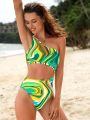 SHEIN Swim Vcay Allover Print Cut Out One Shoulder One Piece Swimsuit