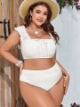 SHEIN Swim Mod Plus Size Solid Color Swimsuit Set