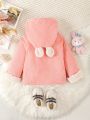 Baby Girl Double Breasted Teddy Lined Hooded Coat