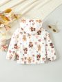 Baby Girls' Lovely Romantic Bear Printed Jacket For Spring And Summer