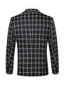 1pc Men's Plaid Notched Collar Single Breasted Suit