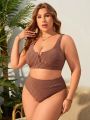 SHEIN Swim Vcay Plus Size Jacquard Two-piece Swimsuit