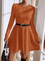 SHEIN Essnce Ladies' Solid Color Dress Without Waist Belt