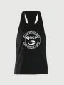 Men'S Sleeveless Sports Vest With Letter Print