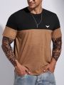 Extended Sizes Men's Plus Size Short Sleeve Colorblock T-Shirt