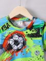 SHEIN Kids SPRTY Toddler Boys Football & Letter Graphic Tee