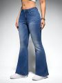 SHEIN ICON Flared Jeans With Wash Processing