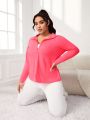 Daily&Casual Women's Plus Size Solid Color Mesh Splicing Sports Jacket