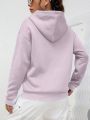 Letter Graphic Kangaroo Pocket Drop Shoulder Drawstring Hoodie