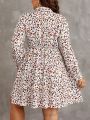 SHEIN Frenchy Plus Size Full Printed Long Sleeve Dress