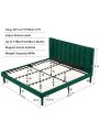 Flolinda King Bed Frame Upholstered Platform King Size Bed Frame with Headboard Strong 42pcs Slats, No Box Spring Needed, Easy Assembly Green