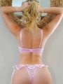 2pcs/Set Women'S Lingerie Set With Underwire And Thong, Valentine'S Day Edition