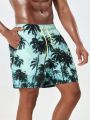 Men's Palm Tree Printed Beach Shorts