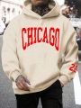 Men's Plus Size Letter Printed Hooded Sweatshirt