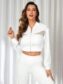 SHEIN Daily&Casual Women's Zipper Baseball Jacket With Shirt Collar