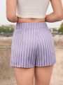 SHEIN Frenchy Striped Print Button Front Skort