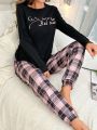 Plaid Patterned Long Sleeve And Pants Homewear