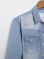 Men Flap Pocket Denim Shirt Without Tee