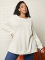SHEIN CURVE+ Plus Size Drop Shoulder Round Neck Sweatshirt