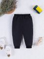 Baby Boys' Casual Solid Color Elastic Waist Sports Pants, Spring/Summer