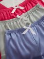 Multi-piece Set Of 3 Solid Color Short-sleeved Shorts