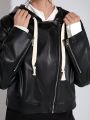 Luxe Solid Zip Up PU Leather Jacket