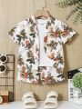 SHEIN Baby Boy Casual Plant Printed Outfit