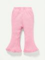 Cozy Cub Baby Girl 3pcs Lettuce Trim Flare Leg Pants