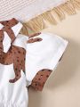 Baby Leopard Print Shirt Collar Bodysuit