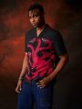 Game of Thrones X SHEIN Men Short Sleeve Buttoned Dragon Pattern Shirt