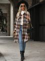 Plaid Print Drop Shoulder Coat