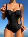 SHEIN Swim Vcay Women'S Hollow Out Backless One-Piece Swimwear With Spaghetti Strap