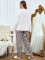 Plus Leopard & Letter Graphic PJ Set