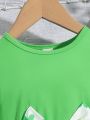 SHEIN Kids CHARMNG St. Patrick's Day Lucky Clover Outfit For Young Girls