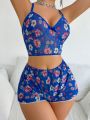 SHEIN Women's Floral Print Lingerie Set