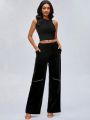 Icel New York Zip Detail Wide Leg Pants