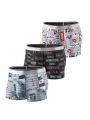 Men 3pcs Letter Graphic Boxer Brief