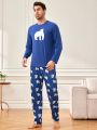 Men'S Polar Bear Pattern Long Sleeve Pajama Set