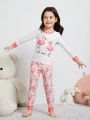 Little Girls' Flamingo Printed Long Sleeve Top & Long Pants Home Wear Set