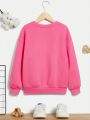 Girls' Casual Cartoon Print Long Sleeve Round Neck Sweatshirt, Suitable For Autumn & Winter